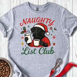 Black Lab Naughty List Club T Shirt Gift For Dog Lover