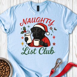 Black Lab Naughty List Club T Shirt Gift For Dog Lover