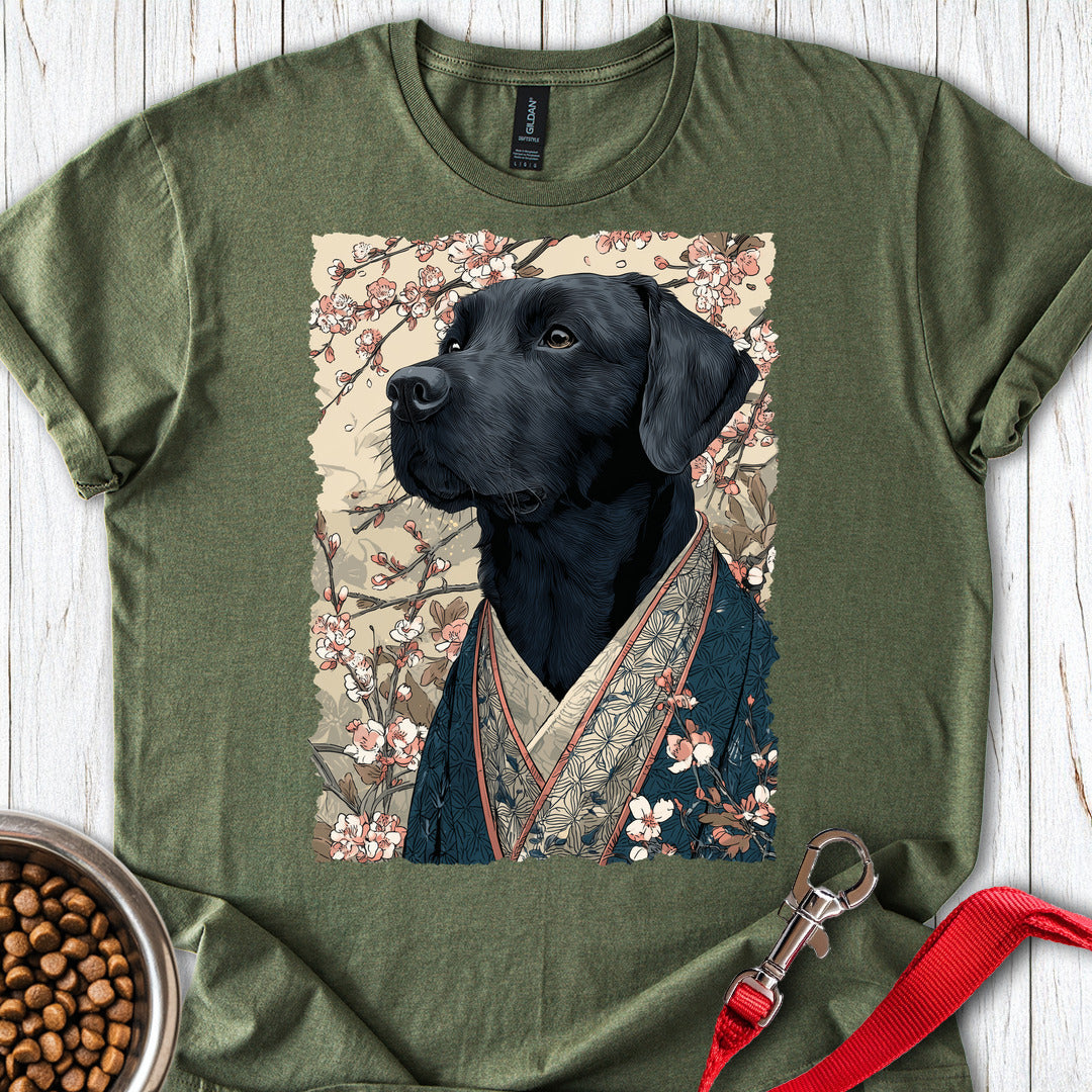 Black Labrador Japanese Art T Shirt Gift For Dog Lover