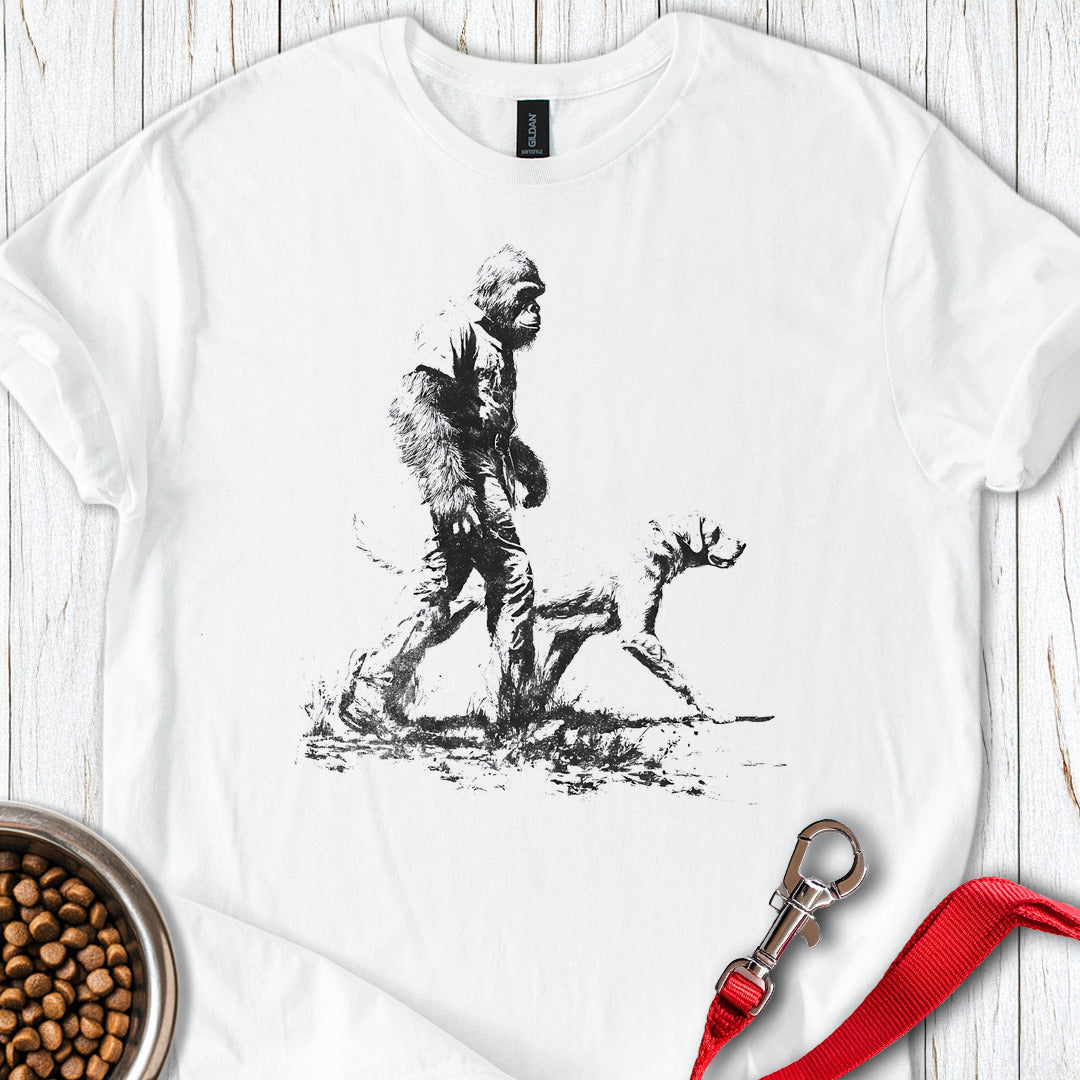 Bigfoot Walking Labrador T Shirt Gift For Dog Lover