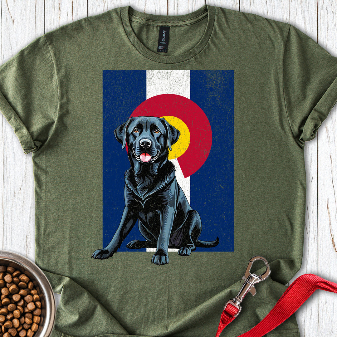 Black Labrador Colorado Flag T Shirt Gift For Dog Lover