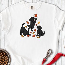 Black Labrador Puppies Fall Leaves Premium Tee Gift For Dog Lover