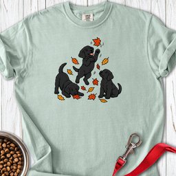 Black Labrador Puppies Fall Leaves Premium Tee Gift For Dog Lover