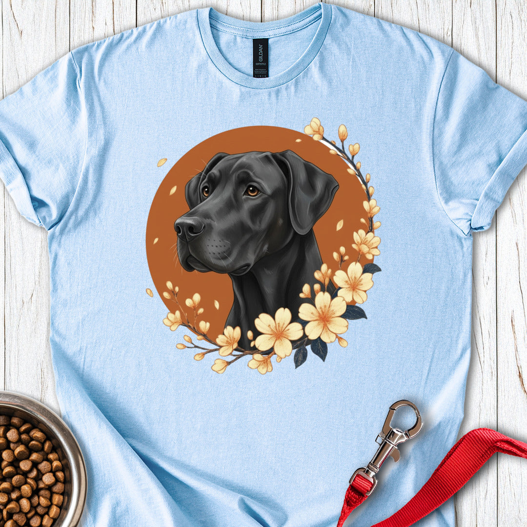 Black Great Dane Flowers T Shirt Gift For Dog Lover