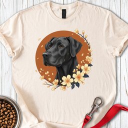 Black Great Dane Flowers T Shirt Gift For Dog Lover