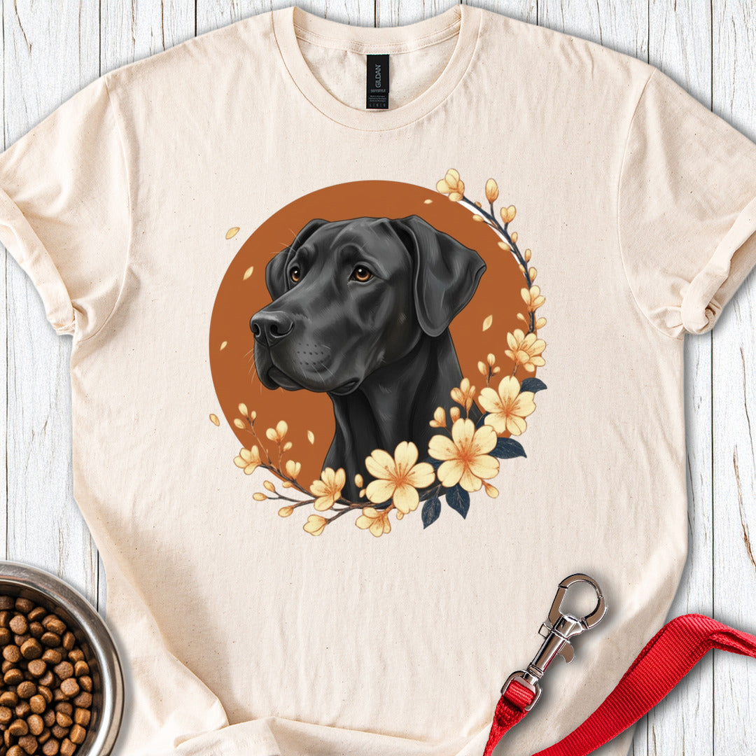 Black Great Dane Flowers T Shirt Gift For Dog Lover