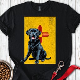 Black Labrador New Mexico Flag T Shirt Gift For Dog Lover