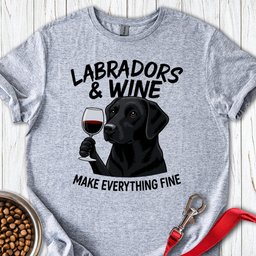 Black Labradors And Wine T Shirt Gift For Dog Lover