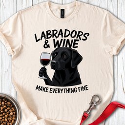 Black Labradors And Wine T Shirt Gift For Dog Lover