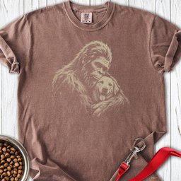 Bigfoot Hugging Labrador Premium Tee Gift For Dog Lover