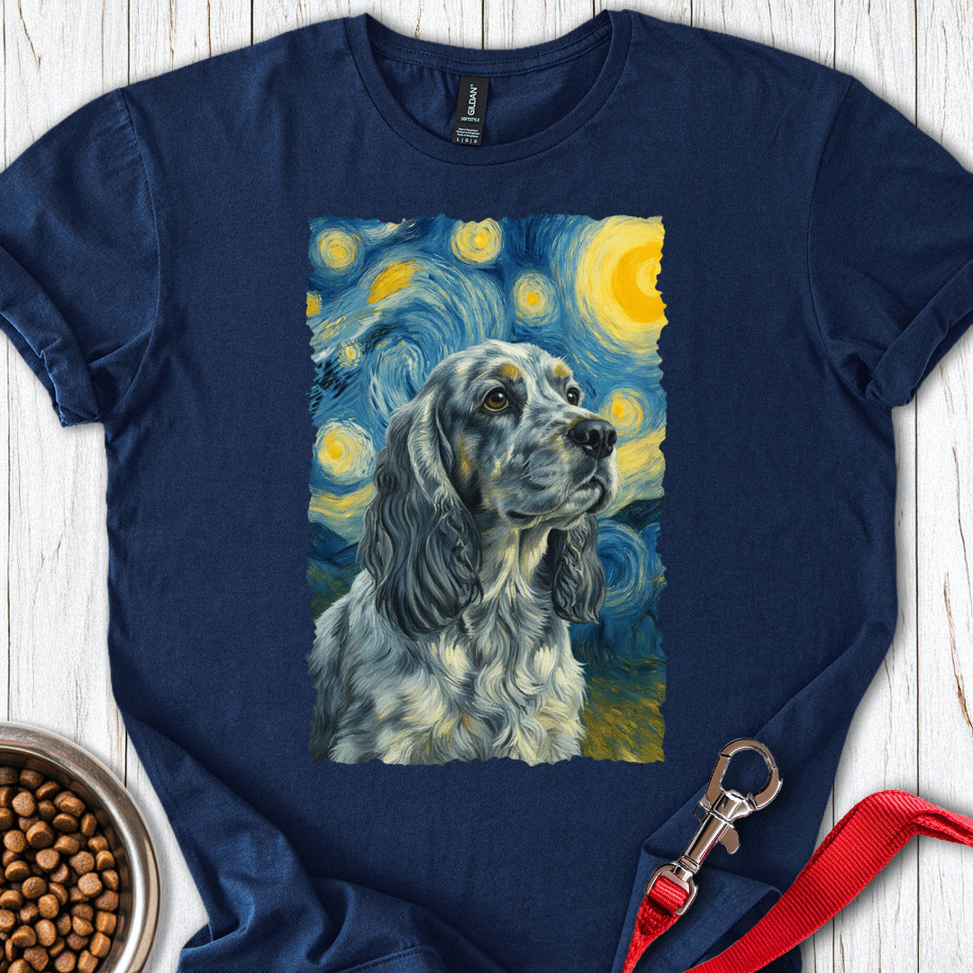 Blue Roan Cocker Spaniel Starry Night T Shirt Gift For Dog Lover