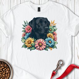 Black Labrador Flower T Shirt Gift For Dog Lover