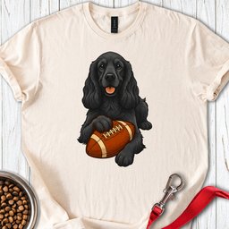 Black Cocker Spaniel Football T Shirt Gift For Dog Lover