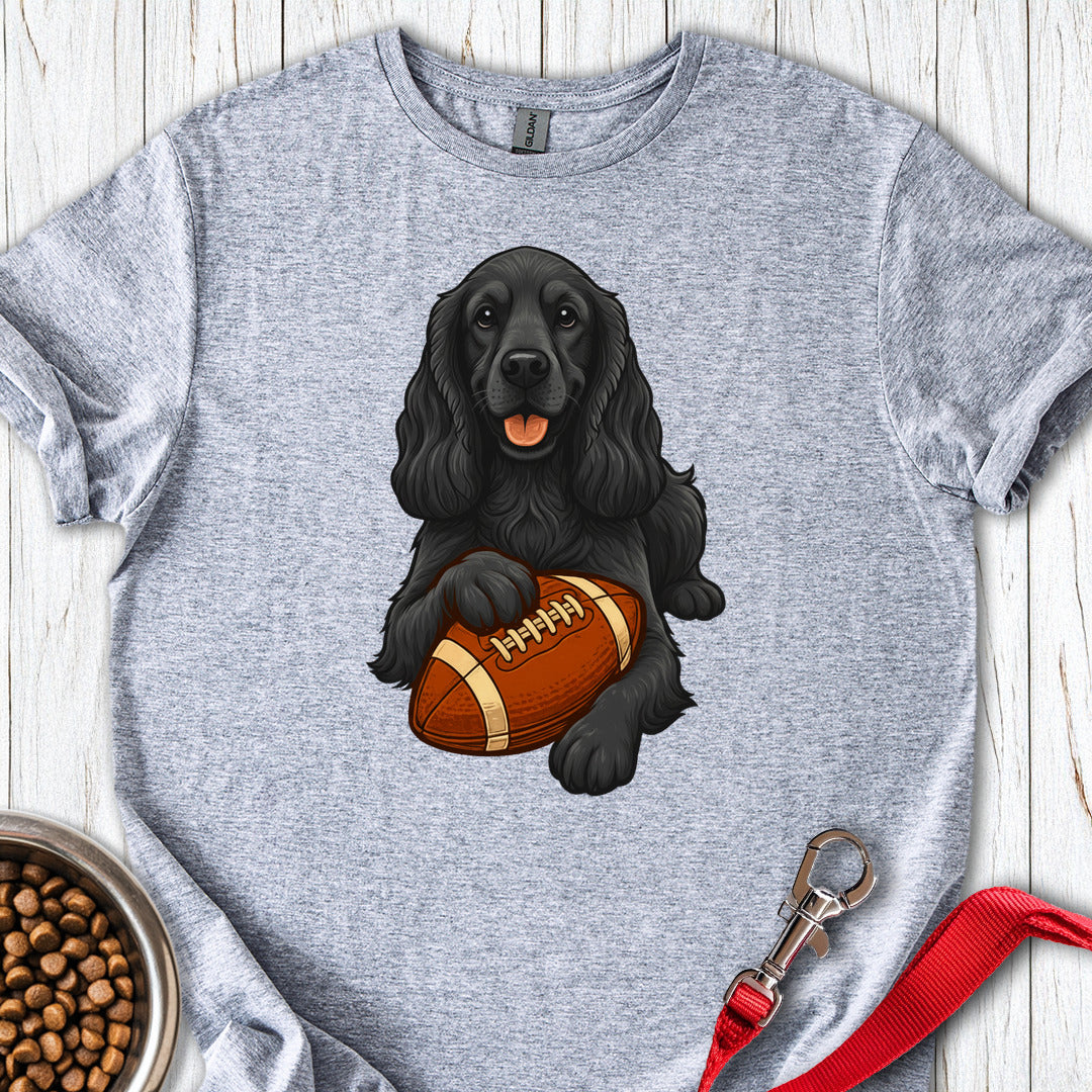 Black Cocker Spaniel Football T Shirt Gift For Dog Lover