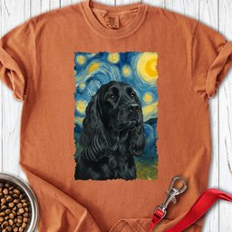 Black Cocker Spaniel Van Gogh Premium Tee Gift For Dog Lover