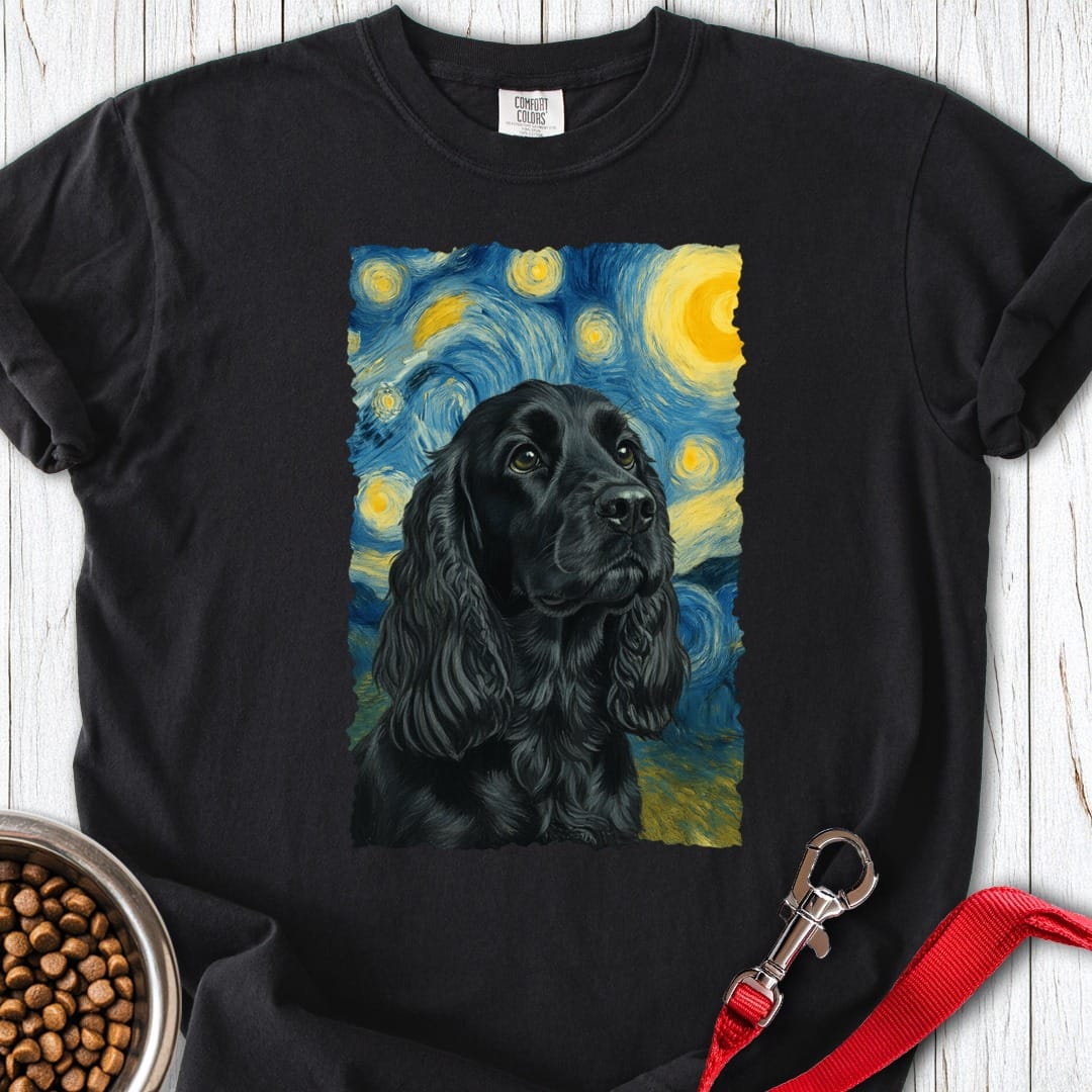 Black Cocker Spaniel Van Gogh Premium Tee Gift For Dog Lover