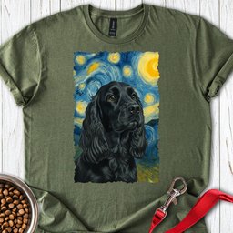 Black Cocker Spaniel Starry Night T Shirt Gift For Dog Lover