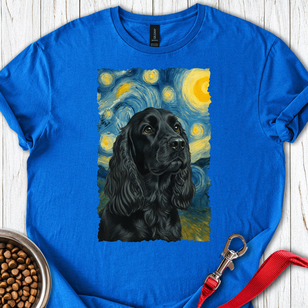 Black Cocker Spaniel Starry Night T Shirt Gift For Dog Lover