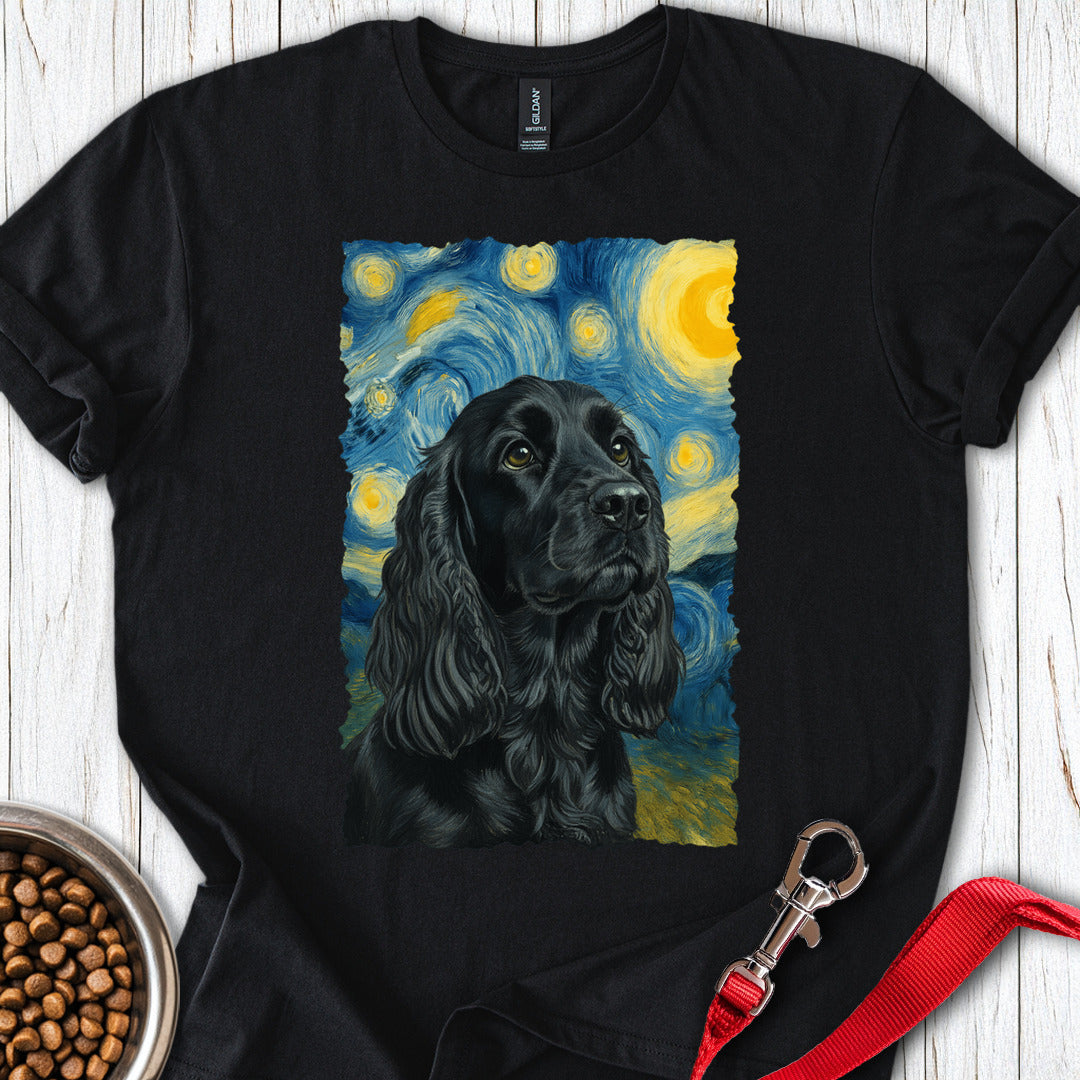 Black Cocker Spaniel Starry Night T Shirt Gift For Dog Lover