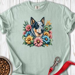 Blue Heeler Floral Premium Tee Gift For Dog Lover