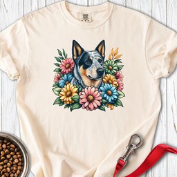 Blue Heeler Floral Premium Tee Gift For Dog Lover