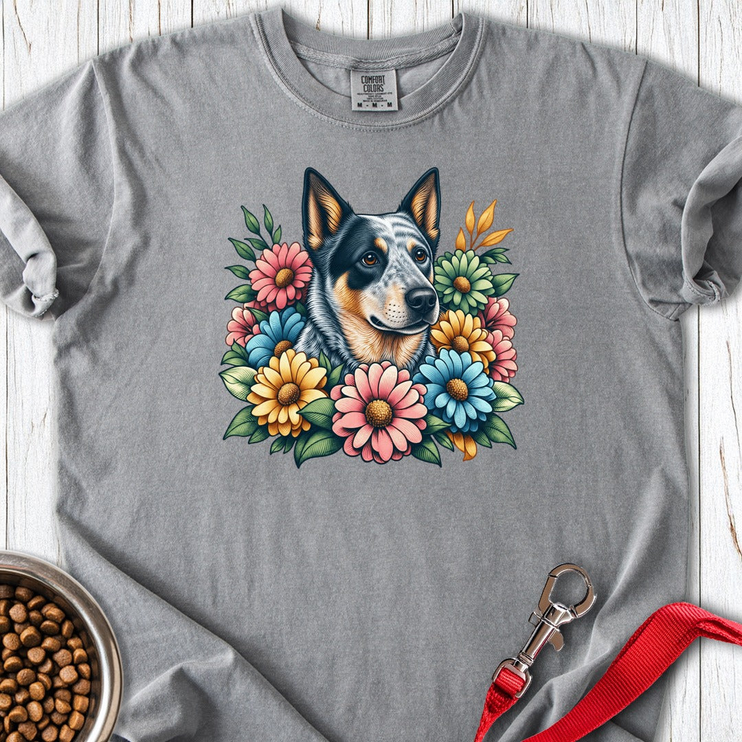 Blue Heeler Floral Premium Tee Gift For Dog Lover