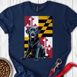 Black Labrador Maryland Flag T Shirt Gift For Dog Lover
