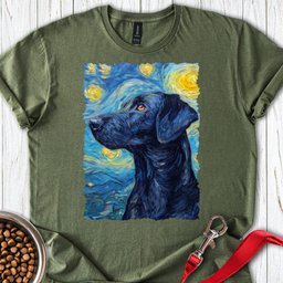Black Labrador Starry Night T Shirt Gift For Dog Lover