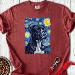 Black Boxer Van Gogh Premium Tee Gift For Dog Lover