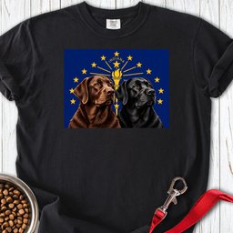 Black And Chocolate Labrador Indiana Flag Premium Tee Gift For Dog Lover