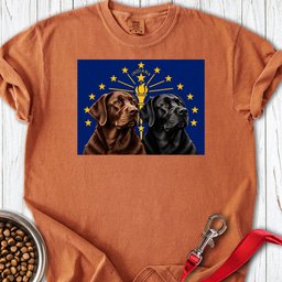 Black And Chocolate Labrador Indiana Flag Premium Tee Gift For Dog Lover
