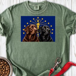 Black And Chocolate Labrador Indiana Flag Premium Tee Gift For Dog Lover