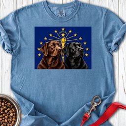 Black And Chocolate Labrador Indiana Flag Premium Tee Gift For Dog Lover
