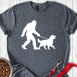 Bigfoot Walking Golden Retriever T Shirt Gift For Dog Lover