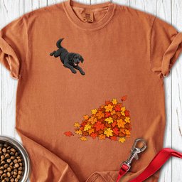 Black Labrador Leaf Pile Premium Tee Gift For Dog Lover