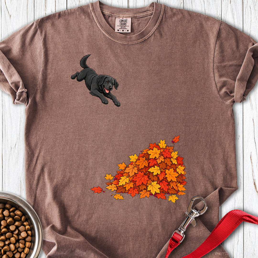 Black Labrador Leaf Pile Premium Tee Gift For Dog Lover