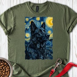 Black German Shepherd Van Gogh T Shirt Gift For Dog Lover