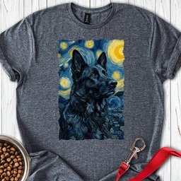Black German Shepherd Van Gogh T Shirt Gift For Dog Lover