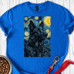 Black German Shepherd Van Gogh T Shirt Gift For Dog Lover