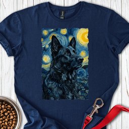 Black German Shepherd Van Gogh T Shirt Gift For Dog Lover