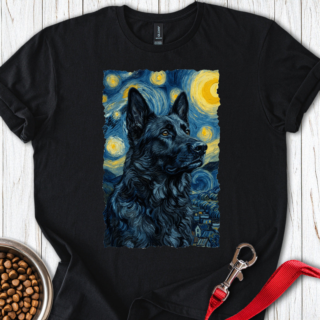 Black German Shepherd Van Gogh T Shirt Gift For Dog Lover