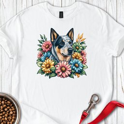 Blue Heeler Floral T Shirt Gift For Dog Lover