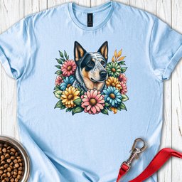 Blue Heeler Floral T Shirt Gift For Dog Lover