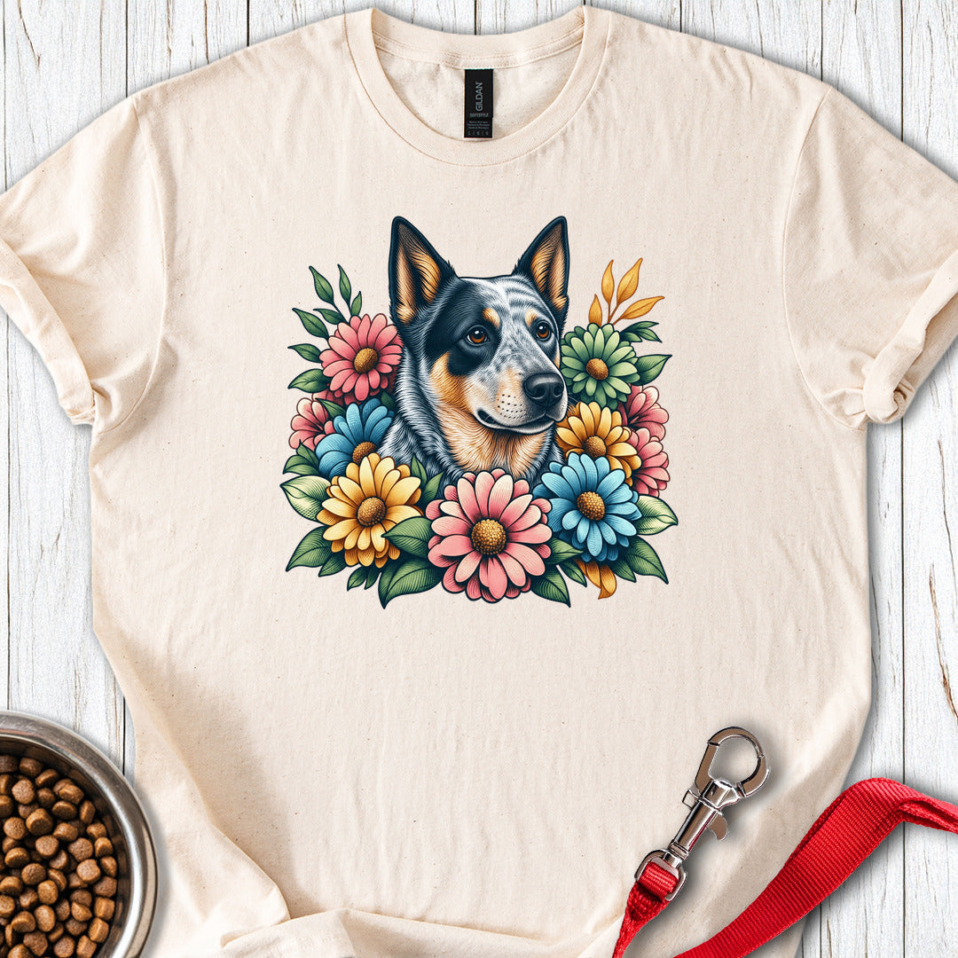 Blue Heeler Floral T Shirt Gift For Dog Lover