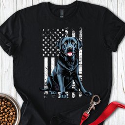 Black Lab USA Flag T Shirt Gift For Dog Lover
