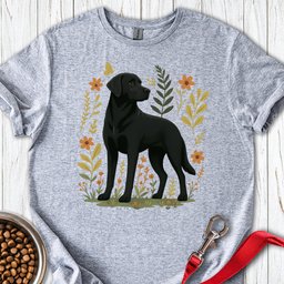 Black Labrador Flower T Shirt Gift For Dog Lover