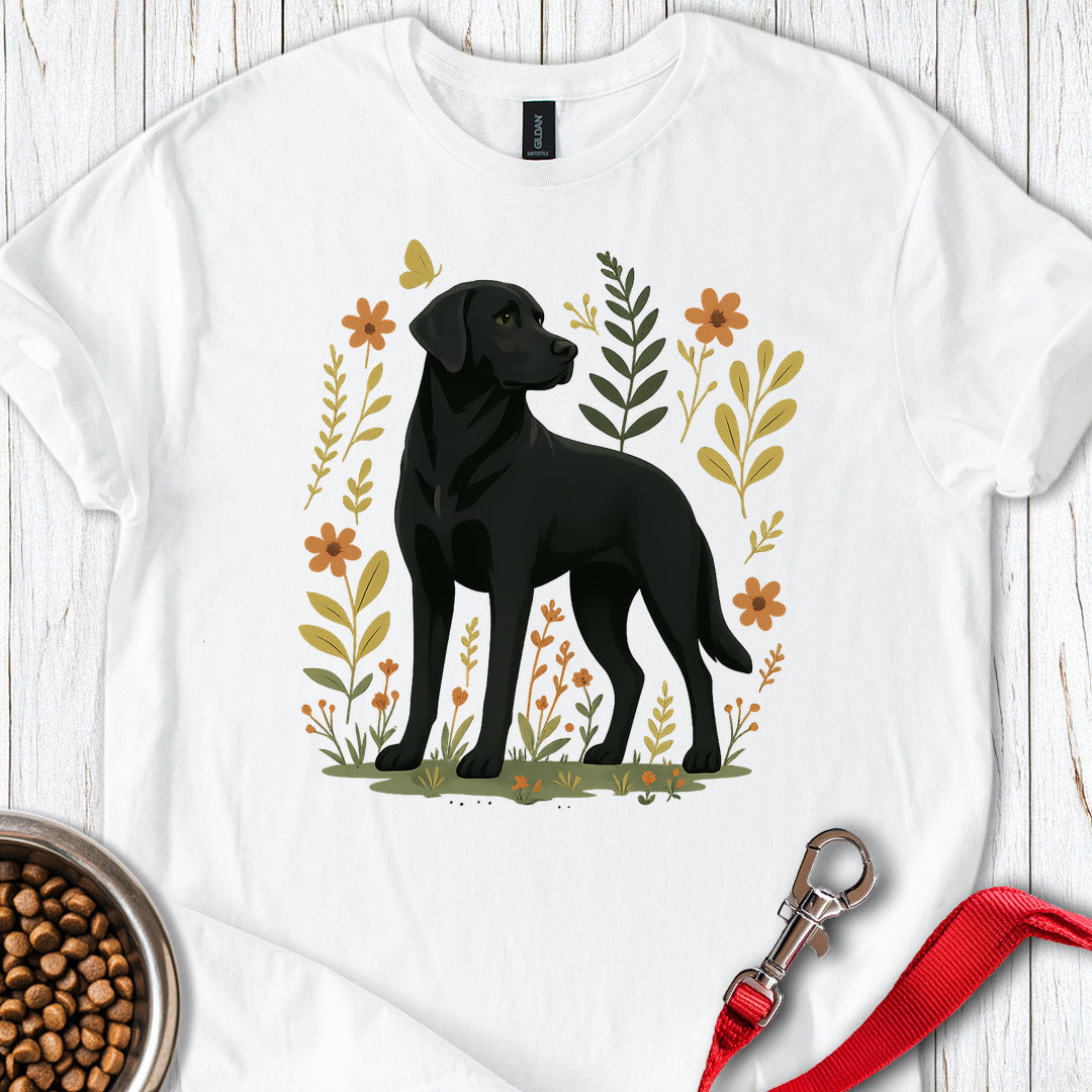 Black Labrador Flower T Shirt Gift For Dog Lover