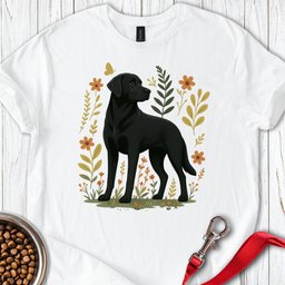 Black Labrador Flower T Shirt Gift For Dog Lover