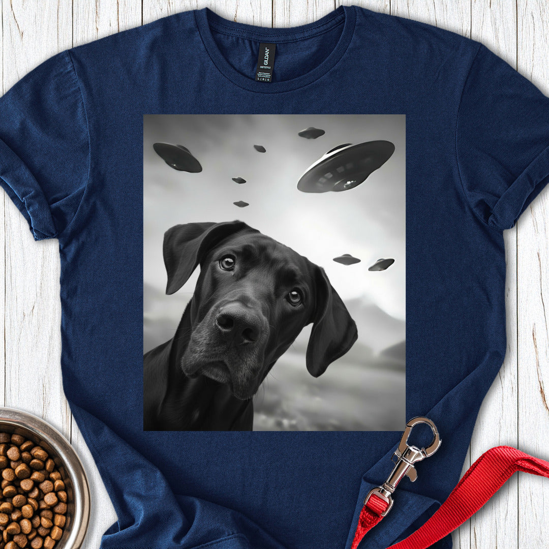 Black Great Dane Ufo T Shirt Gift For Dog Lover