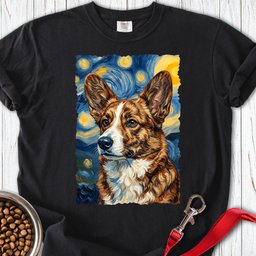 Cardigan Welsh Corgi Red Brindle Van Gogh Premium Tee Gift For Dog Lover